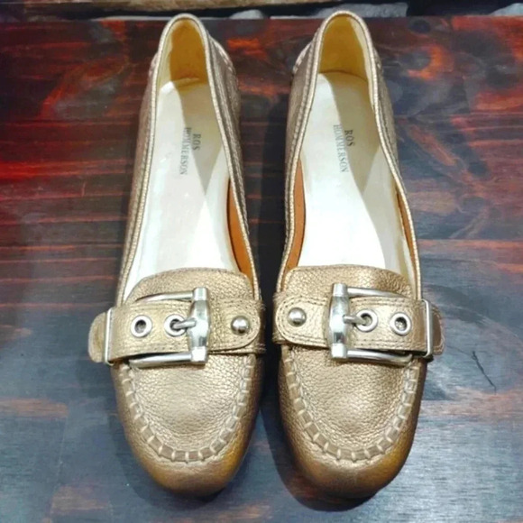Ros Hommerson Shoes - Ros Hommerson Leather Moccasins Gold Buckle Moc Loafer Slip-on Shoes 8.5